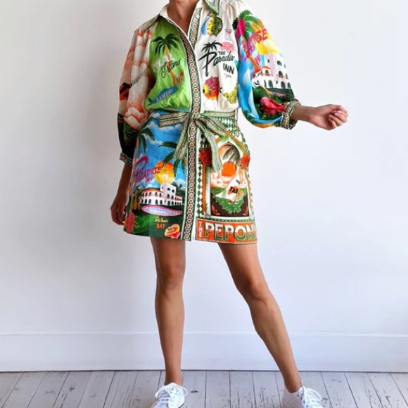 ALEMAIS Paradiso Printed Linen Mini Dress - Picture 4 of 14